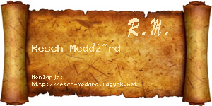 Resch Medárd névjegykártya
